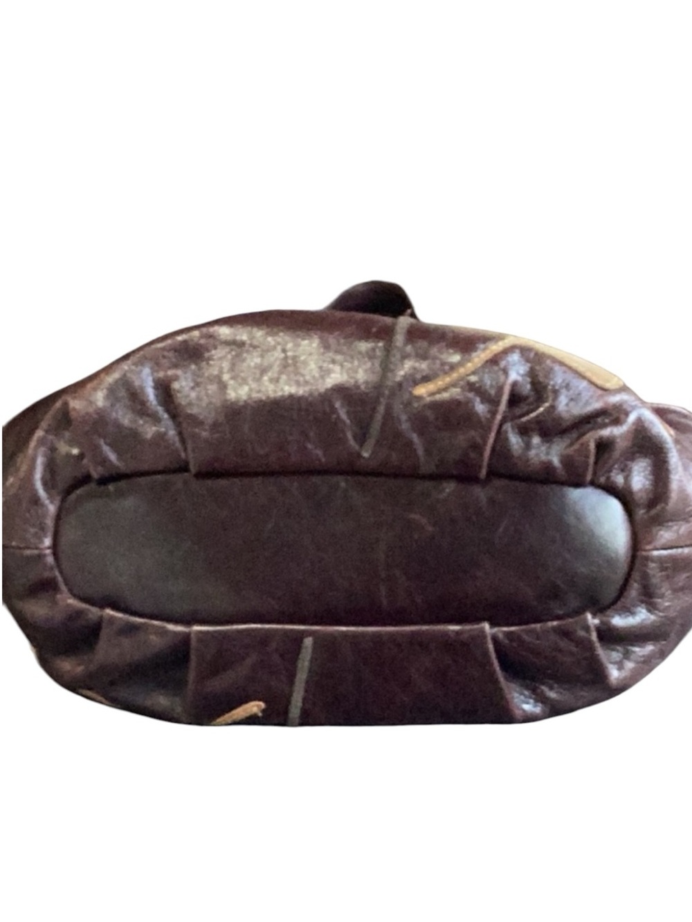 Nordstrom Dark Brown Leather Satchel with Suede Patchwork Leaf Accents Vintage - Picture 3 of 7